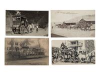 [EPHEMERA]. A group of 57 RPPCs & photographs of stagecoaches, wagons, and horse-drawn vehicles.