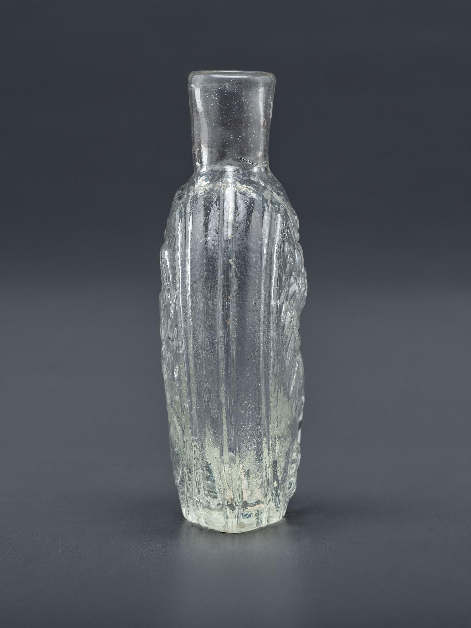 A Molded-Glass Pittsburg Flask in Clear