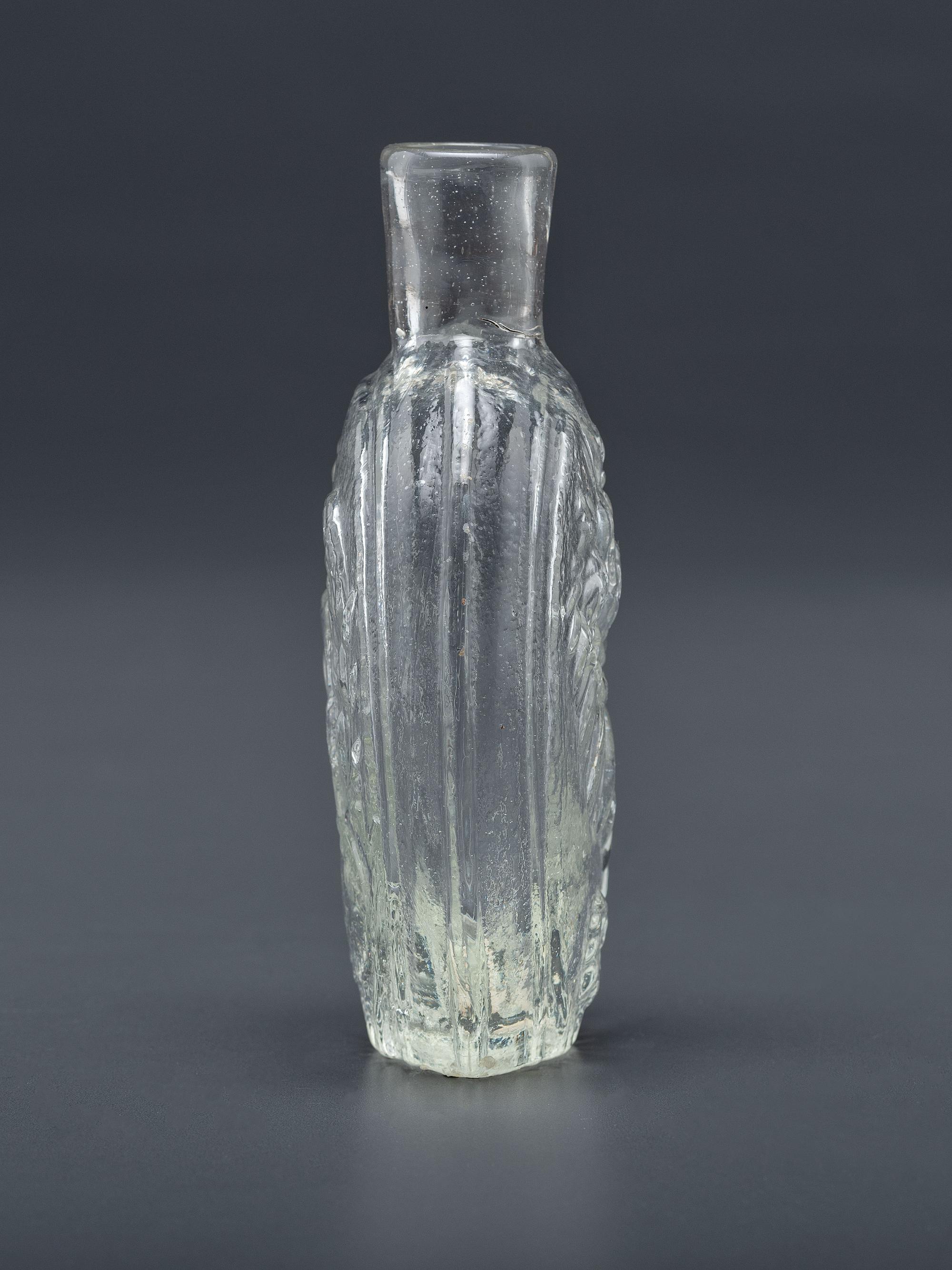 A Molded-Glass Pittsburg Flask in Clear