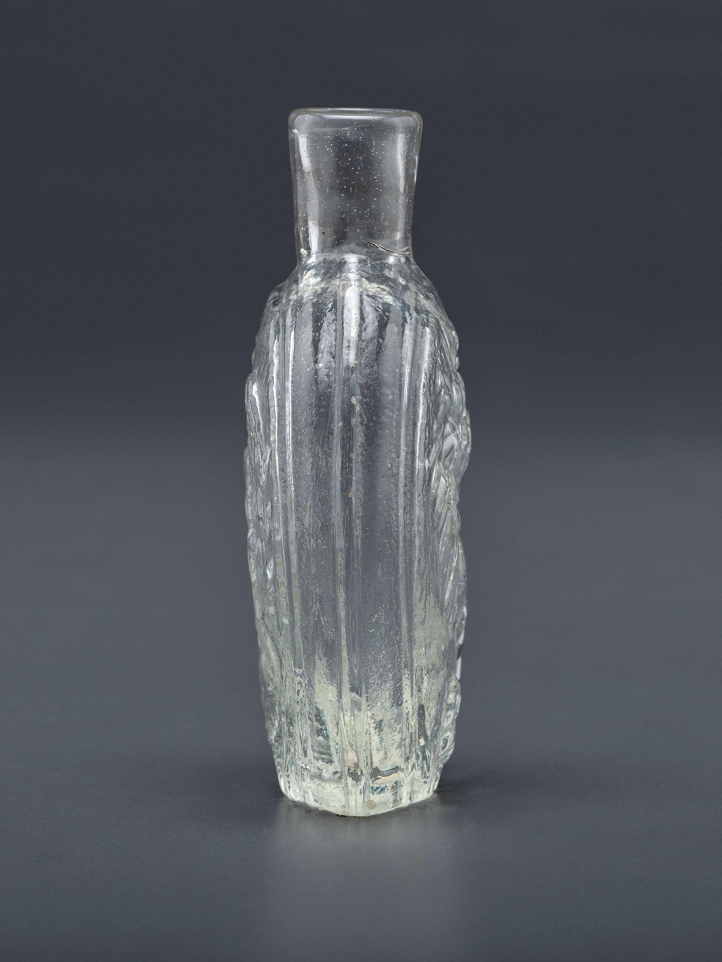A Molded-Glass Pittsburg Flask in Clear