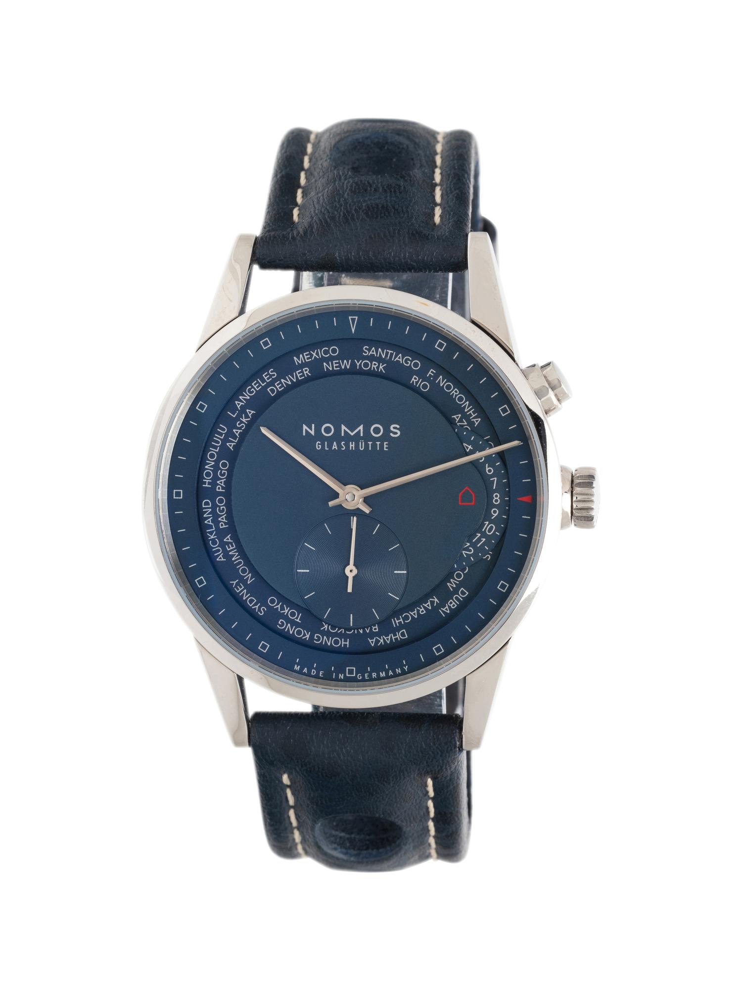 NOMOS, STAINLESS STEEL 'ZURICH WELTZEIT' WATCH