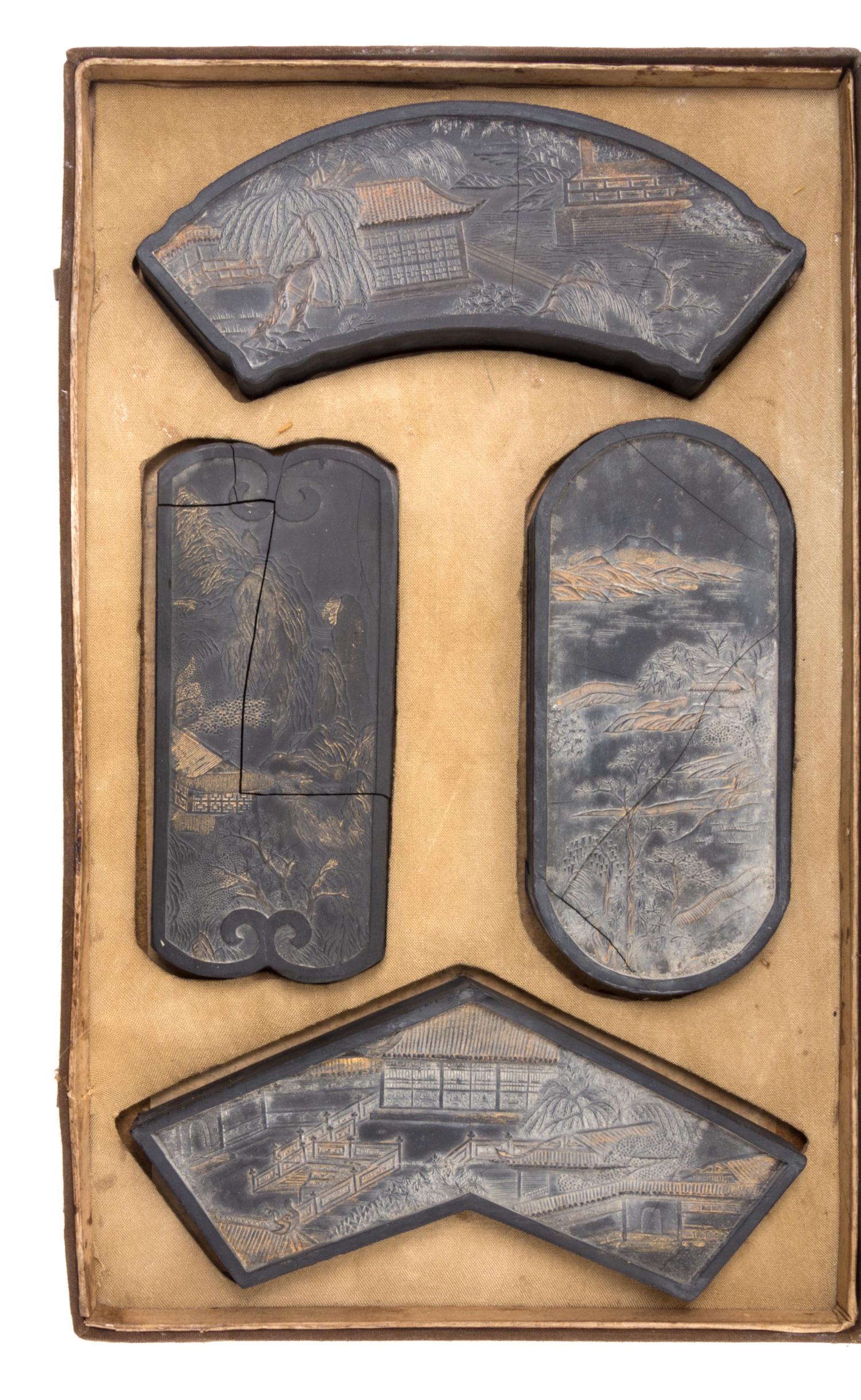 A Set of Four Ink Cakes Length of longest 6 3/4 inches.