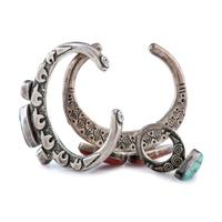 Pair of Sterling Silver Cuff Bracelets and Ring