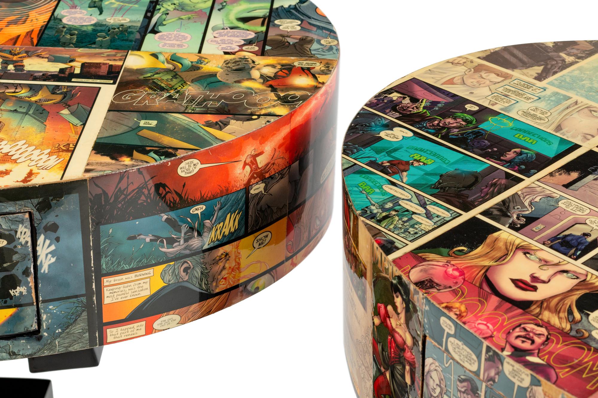 A Pair of Art Moderne Style Decoupaged Nightstands