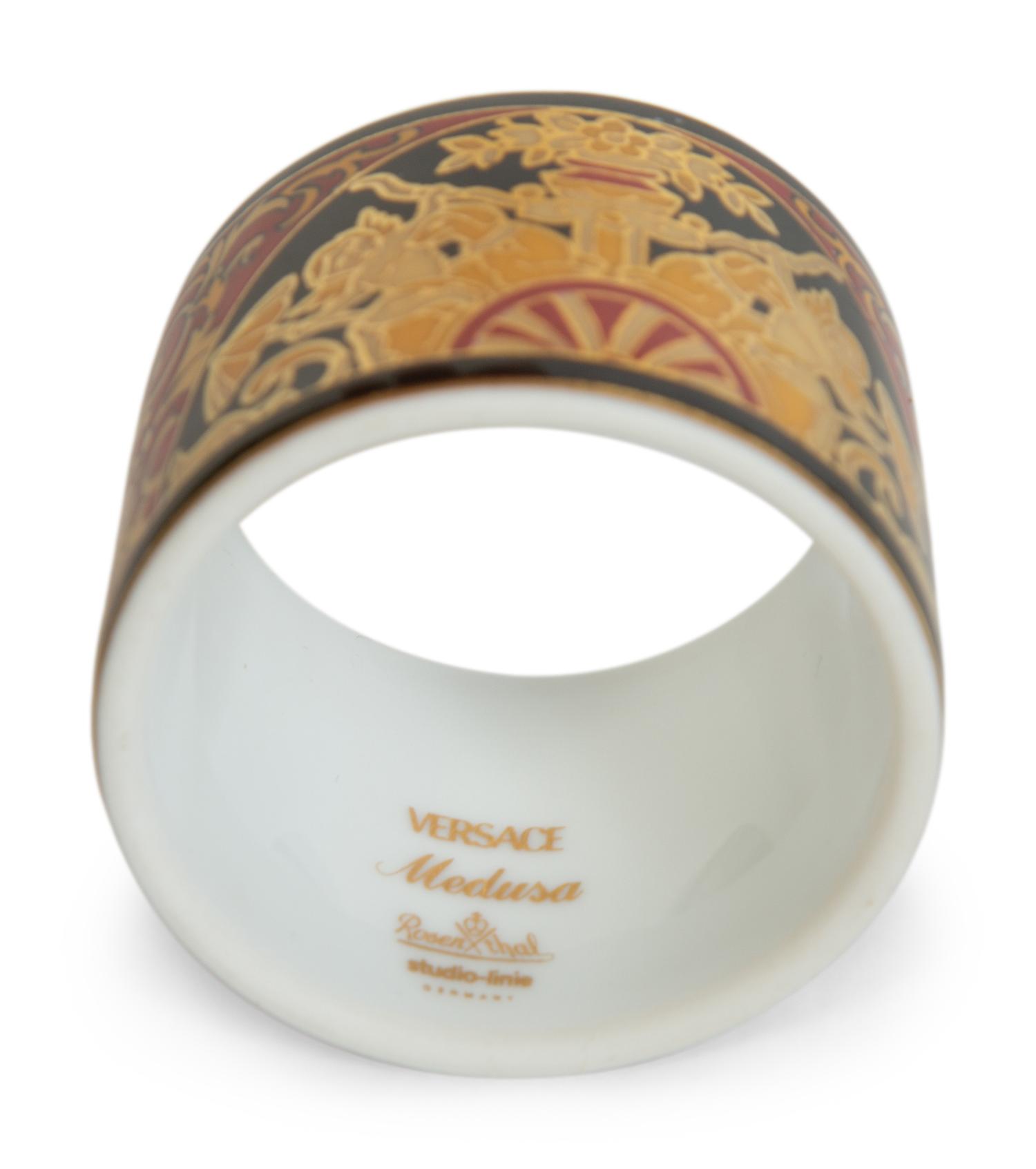 Nine Versace Medusa Red Porcelain Napkin Rings