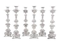 A Set of Six Italian Silver-Plate Altar Candlesticks