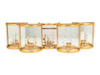 A Set of Five Brass and Glass Wall Lights