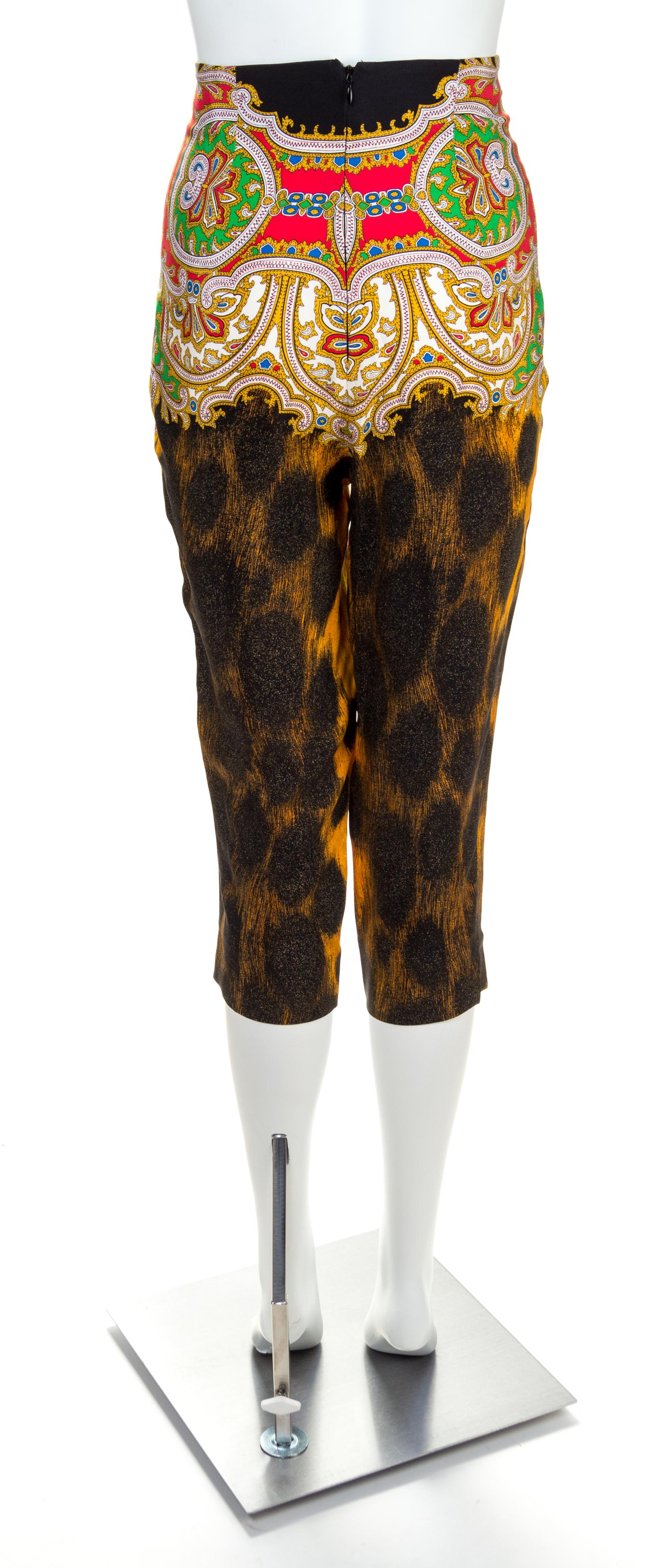 A Gianni Versace Silk Print Crop Pant, Size 42.