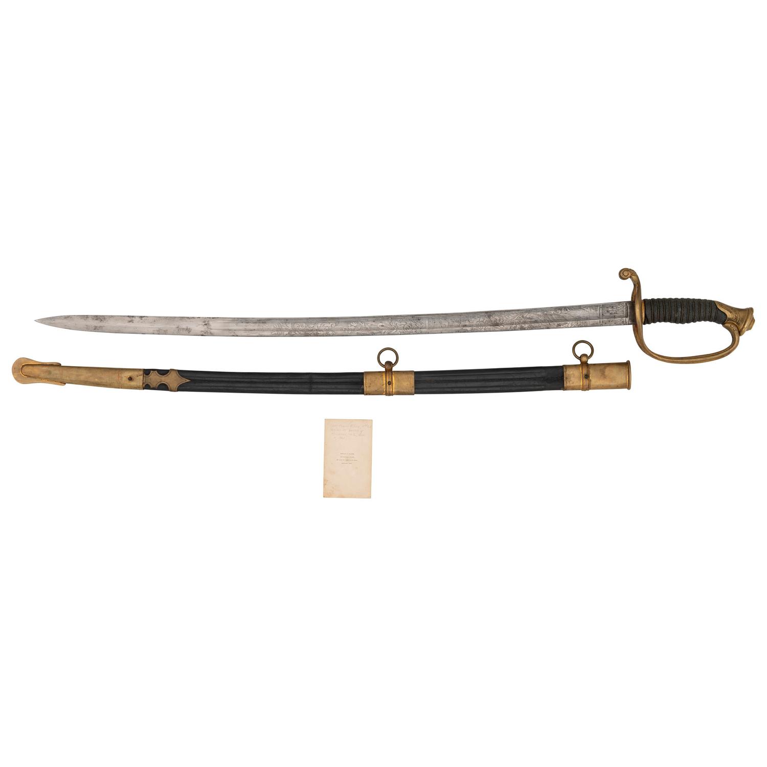 Imported US Model 1850 Foot Officers Sword Presented to Capt. E.R. Lee 11th CT from the Sharps Rifle Factory - KIA at New Bern with CDV