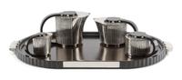 A French Art Deco Silver-Plate Tea and Coffee Service, Jean-Emile Puiforcat, Designed in 1928, Etchea pattern, comprising a coffee pot,