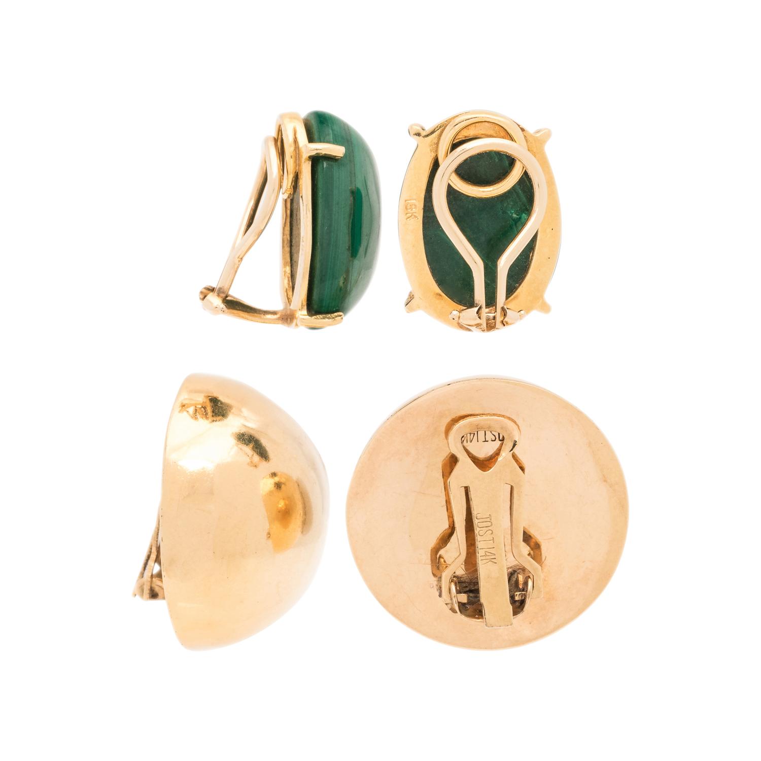 COLLECTION OF YELLOW GOLD EARCLIPS