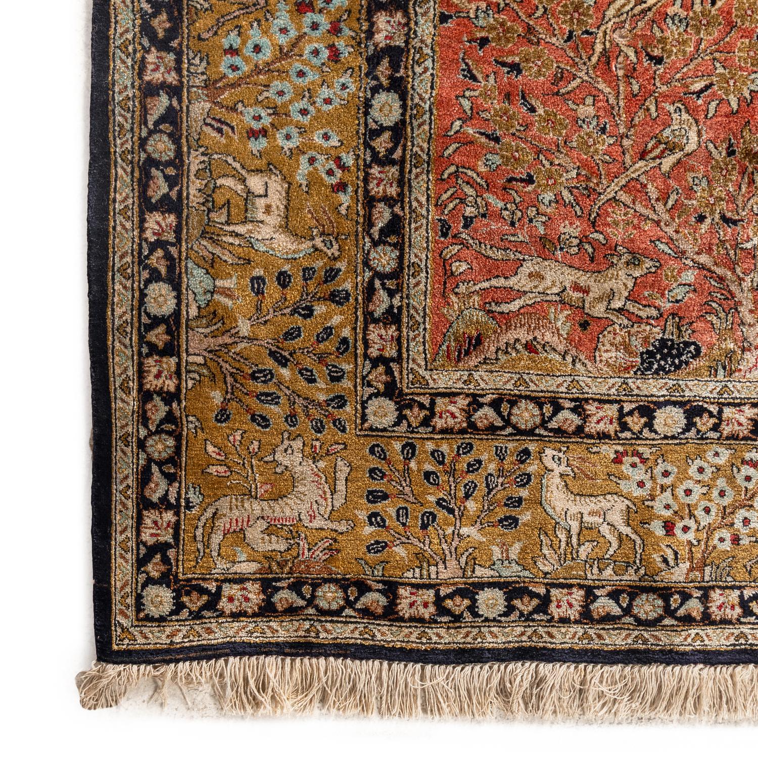 A Qom Silk Rug
