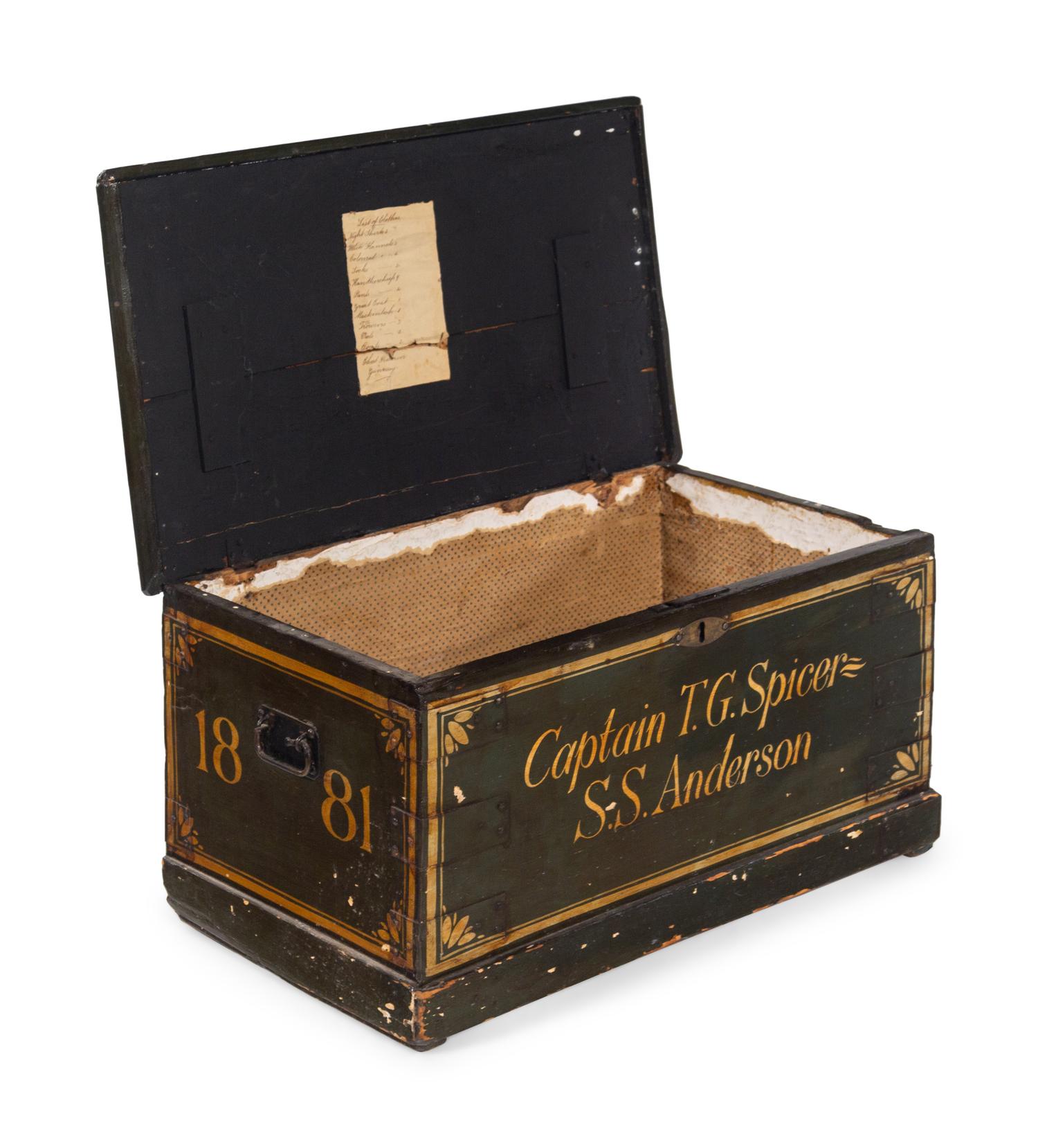 A Paint Decorated Ship Captain's Trunk