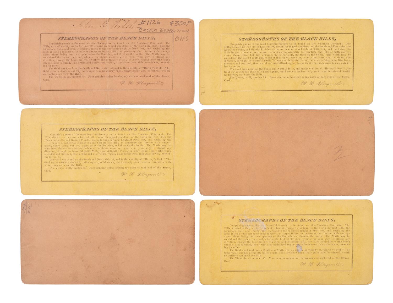 ILLINGWORTH, W.H. (1844-1893), photographer. A group of 37 stereoviews of George Custer's expedition to the Black Hills.