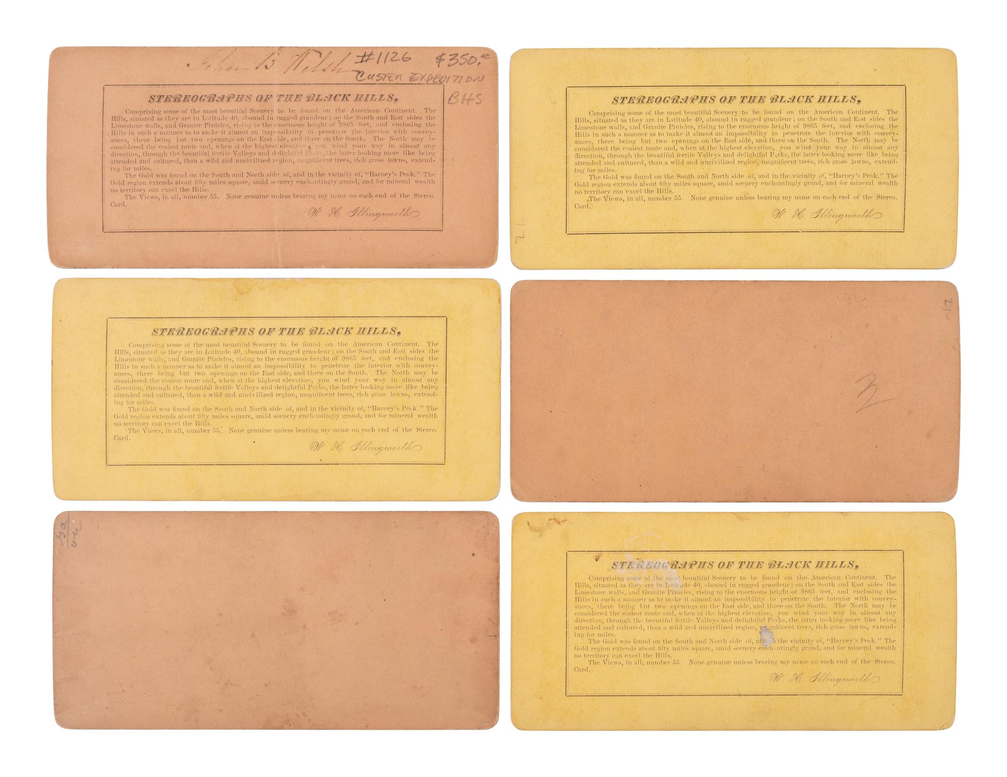 ILLINGWORTH, W.H. (1844-1893), photographer. A group of 37 stereoviews of George Custer's expedition to the Black Hills.
