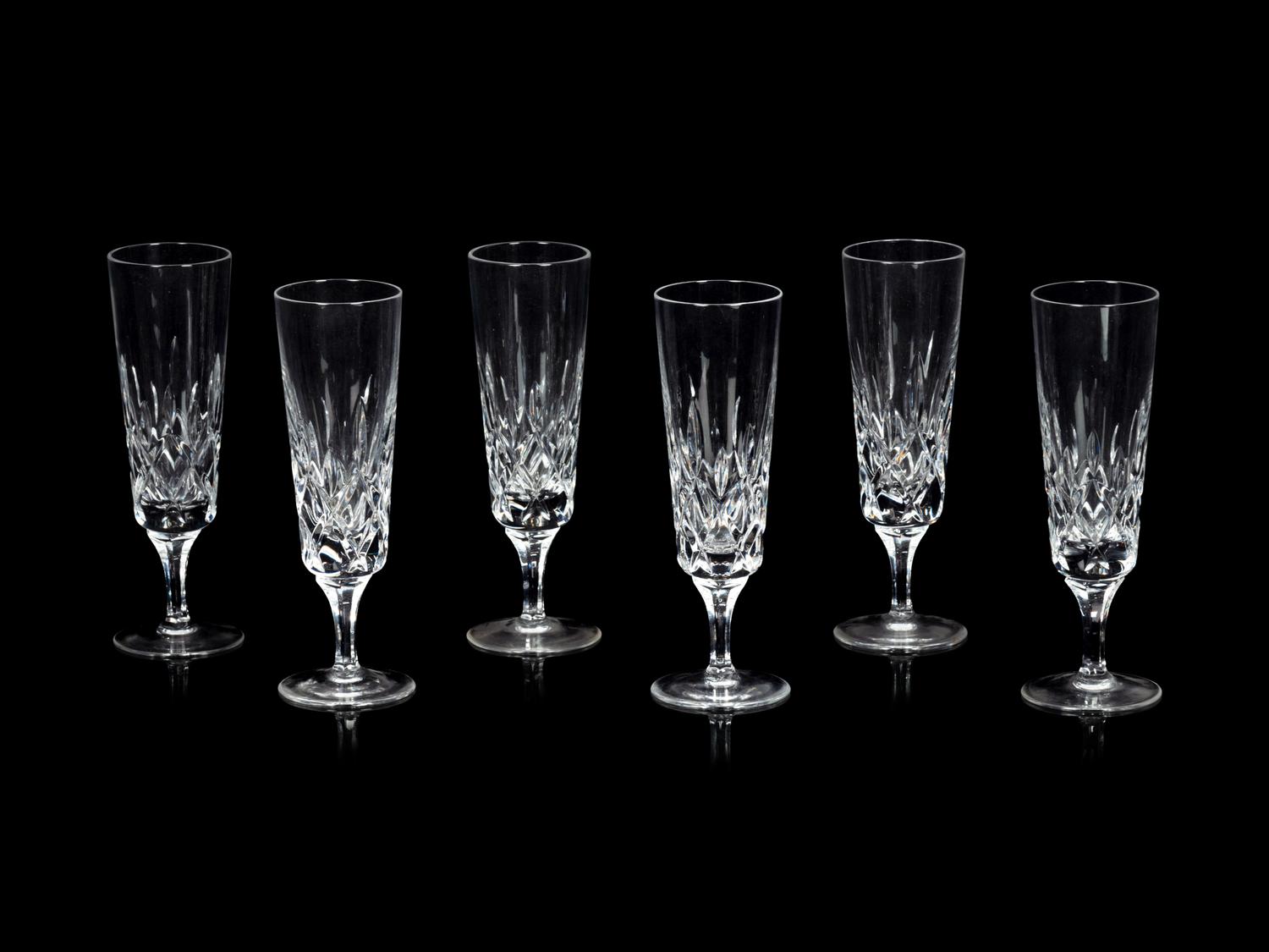 A Set of Twelve Gorham Cut Glass Champagne Flutes