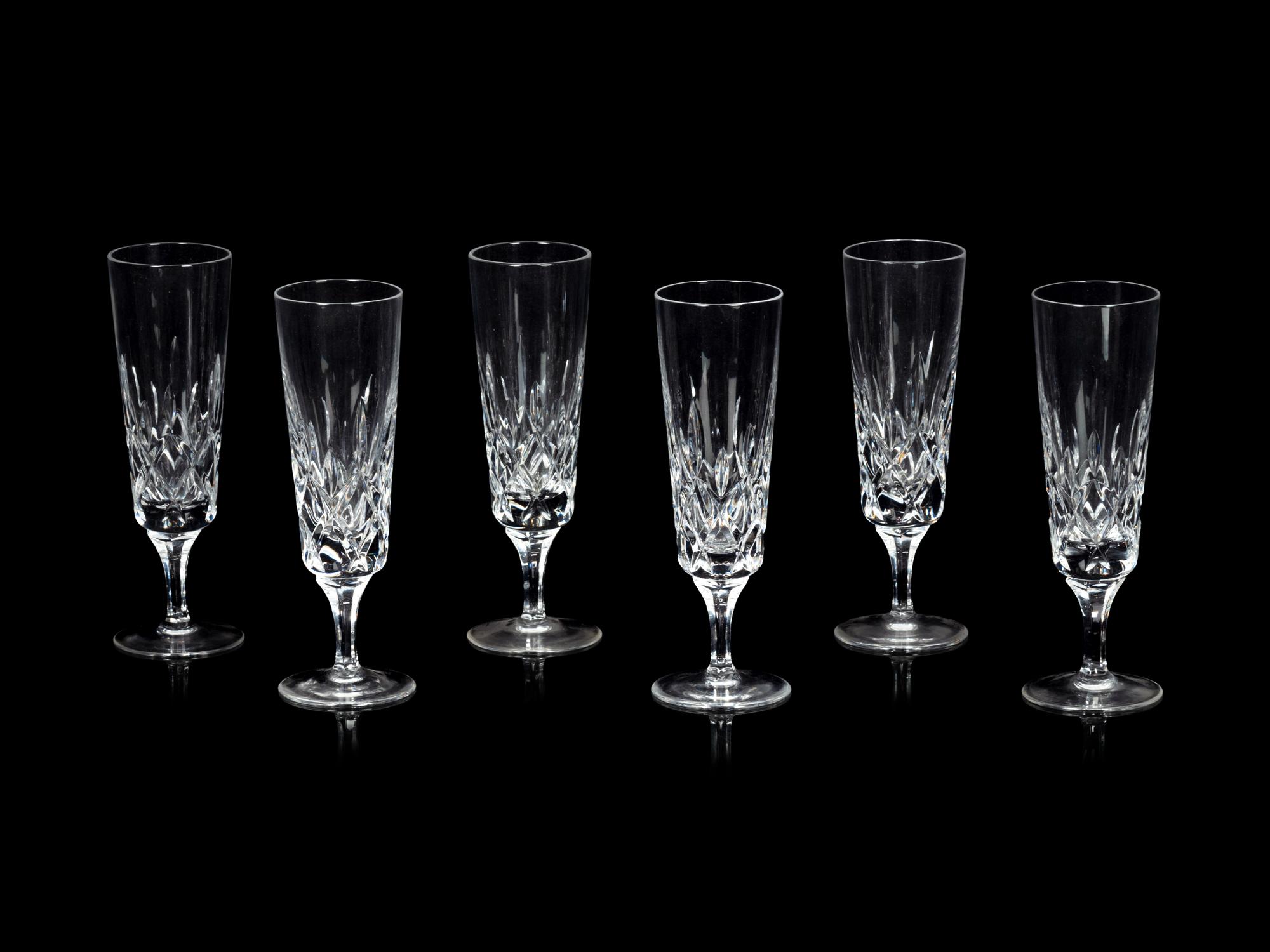 A Set of Twelve Gorham Cut Glass Champagne Flutes