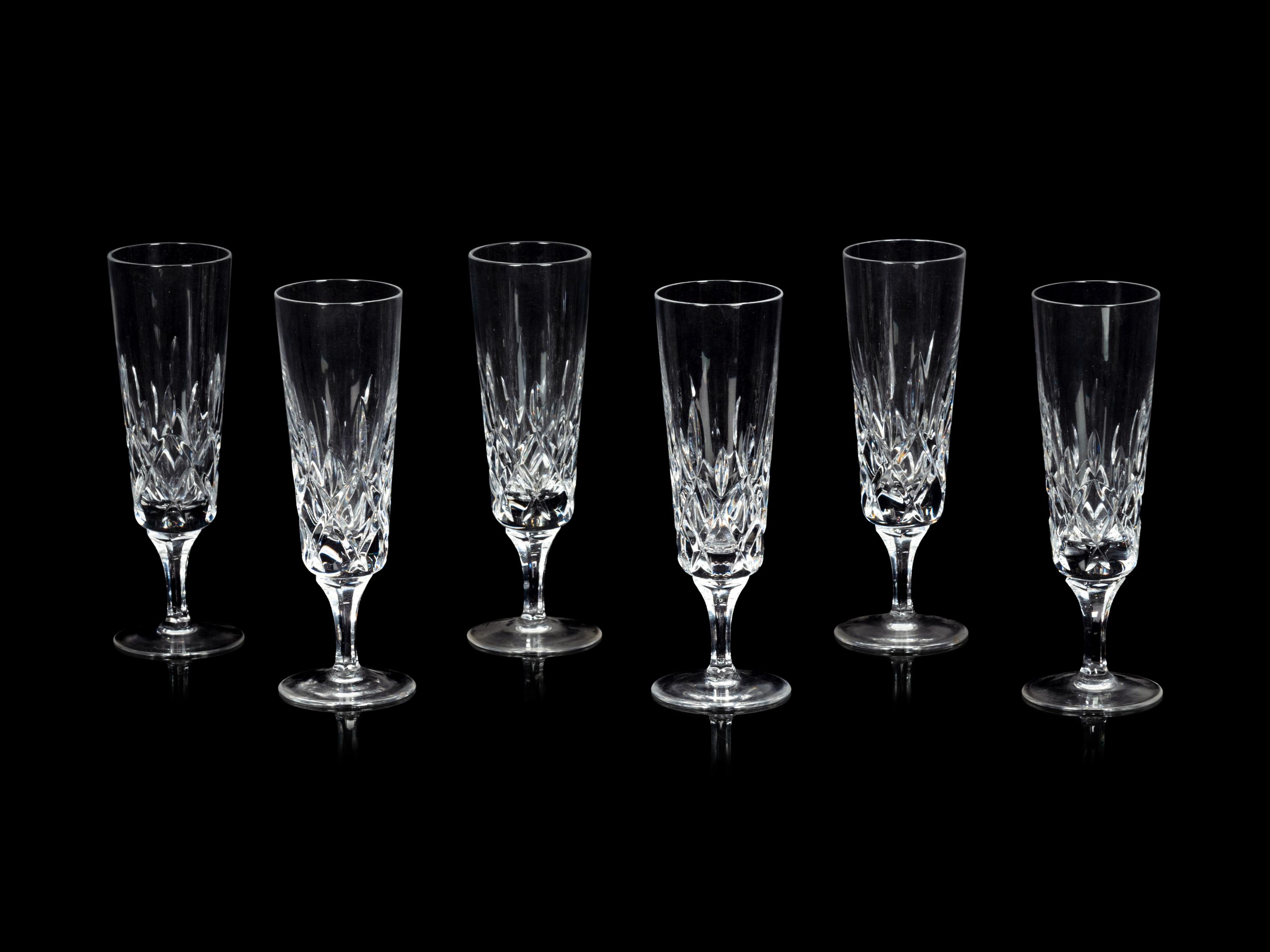 A Set of Twelve Gorham Cut Glass Champagne Flutes