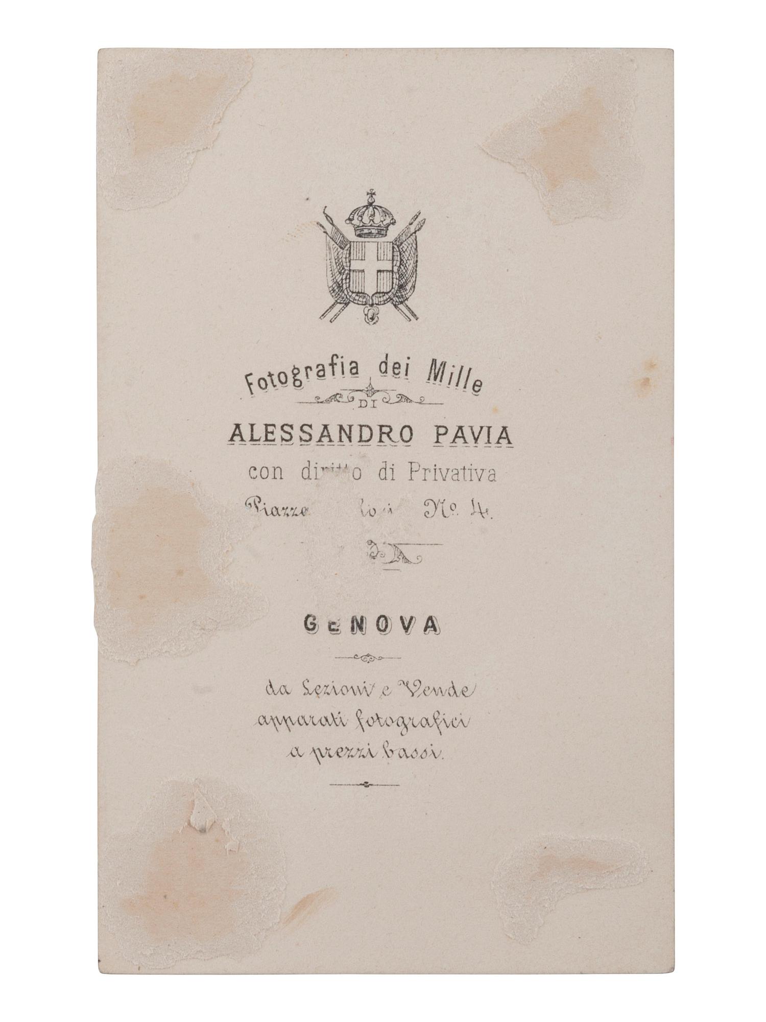 GARIBALDI, Giuseppe (1807-1882). CDV signed by the Italian revolutionary. Genova, Italy: Alessandro Pavia, n.d.