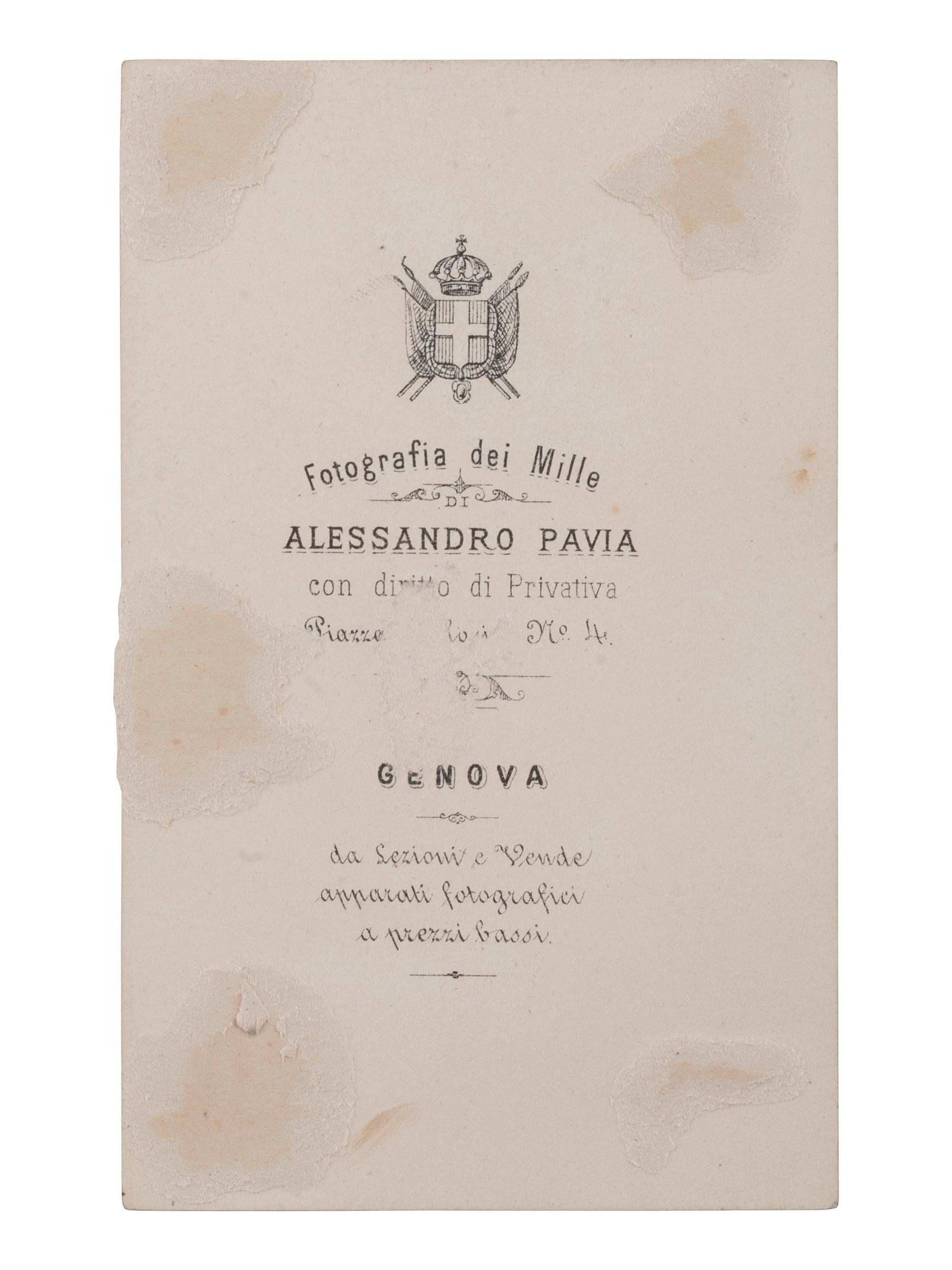 GARIBALDI, Giuseppe (1807-1882). CDV signed by the Italian revolutionary. Genova, Italy: Alessandro Pavia, n.d.