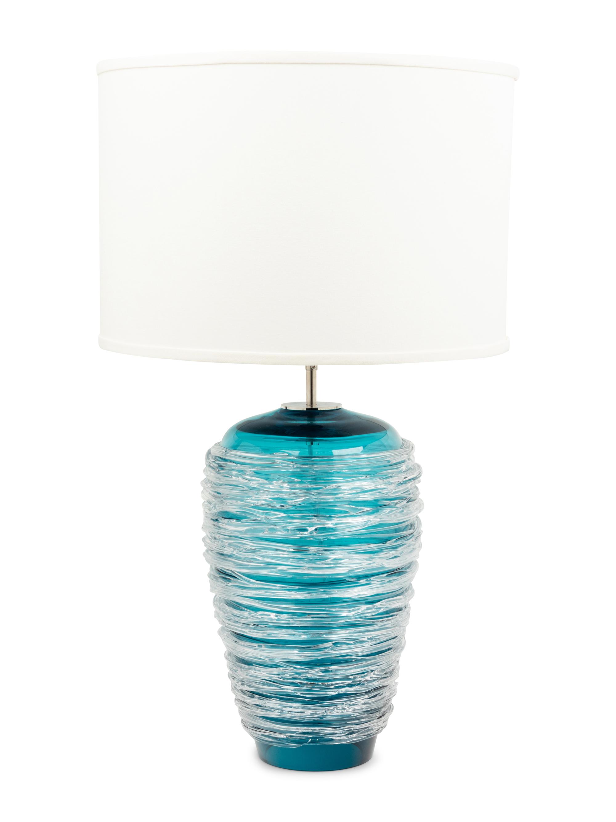 A Porta Romana Clear-Threaded Blue Glass Lamp