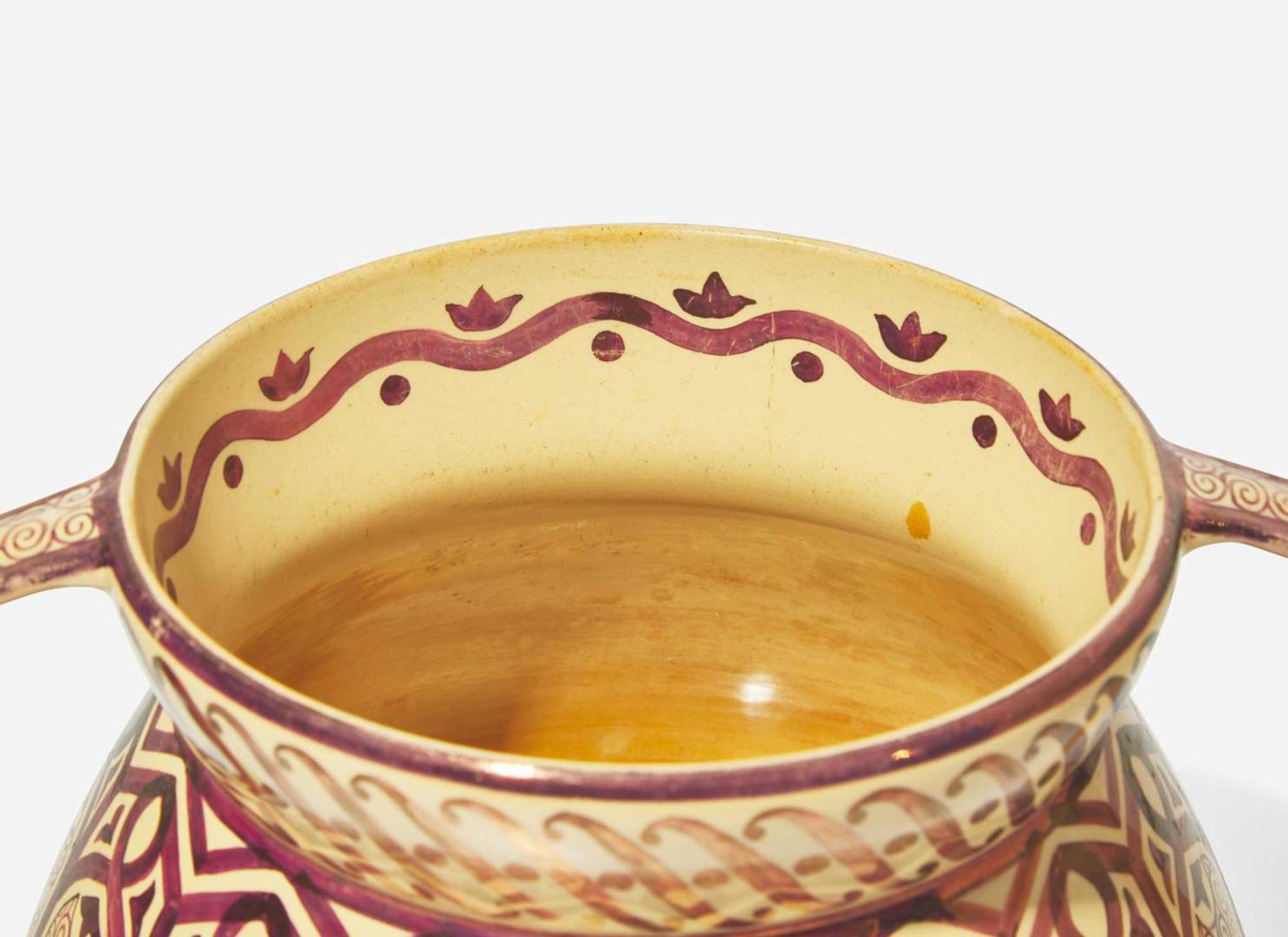 A Wedgwood Caneware Copper Lustre Decorated Handled Vase, UK, circa 1925