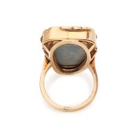 YELLOW GOLD, OPAL AND DIAMOND RING