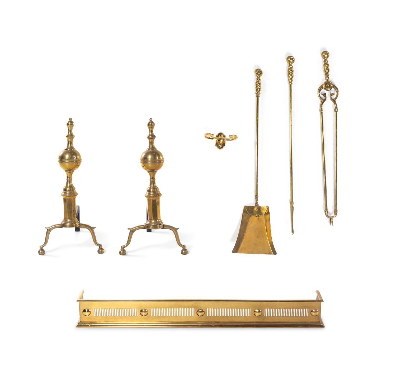 A Pair of Federal Brass Andirons