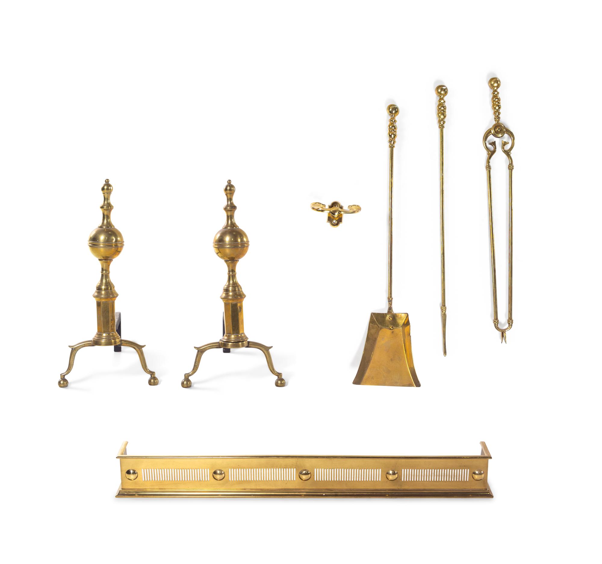 A Pair of Federal Brass Andirons