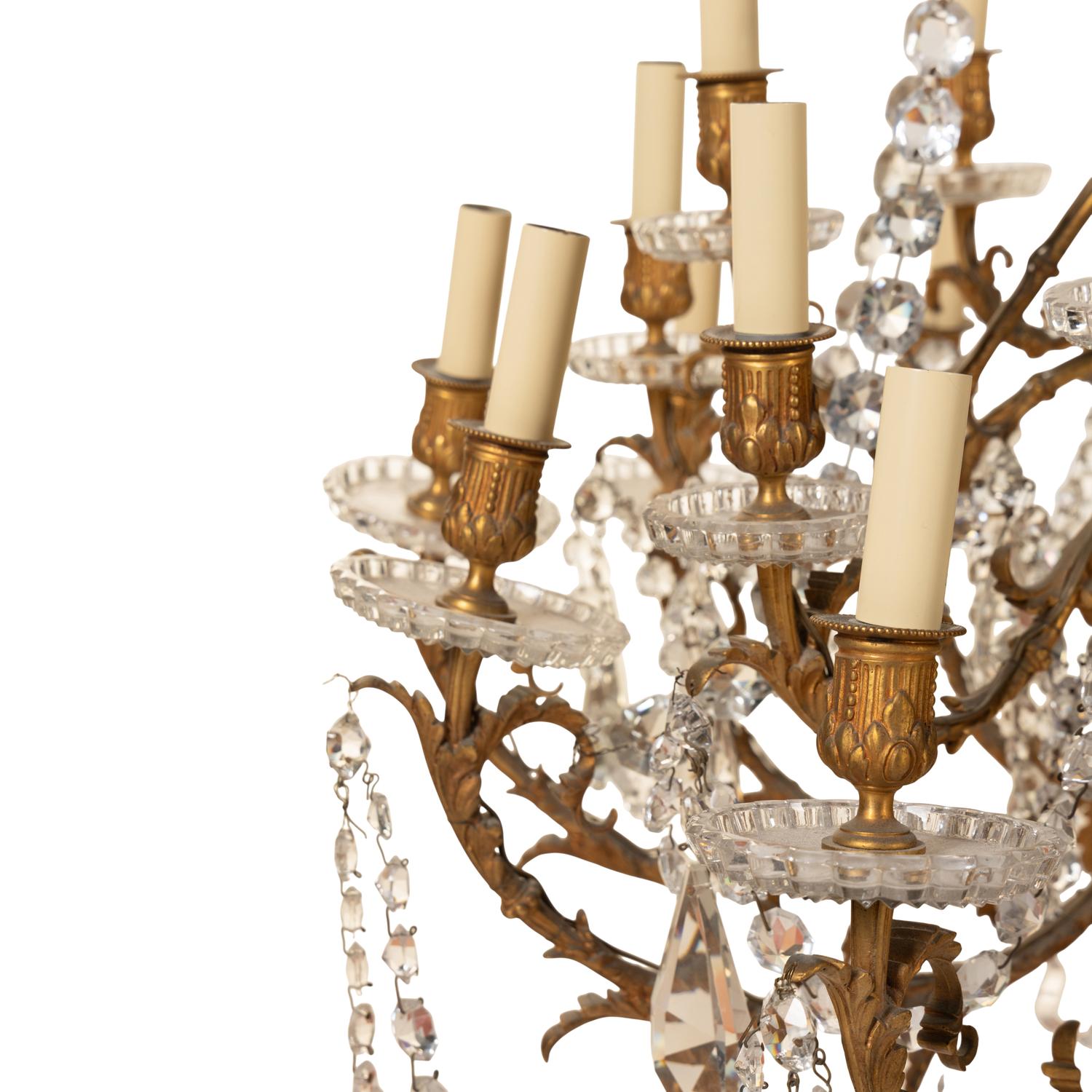 A Continental Gilt Bronze and Cut Glass Chandelier