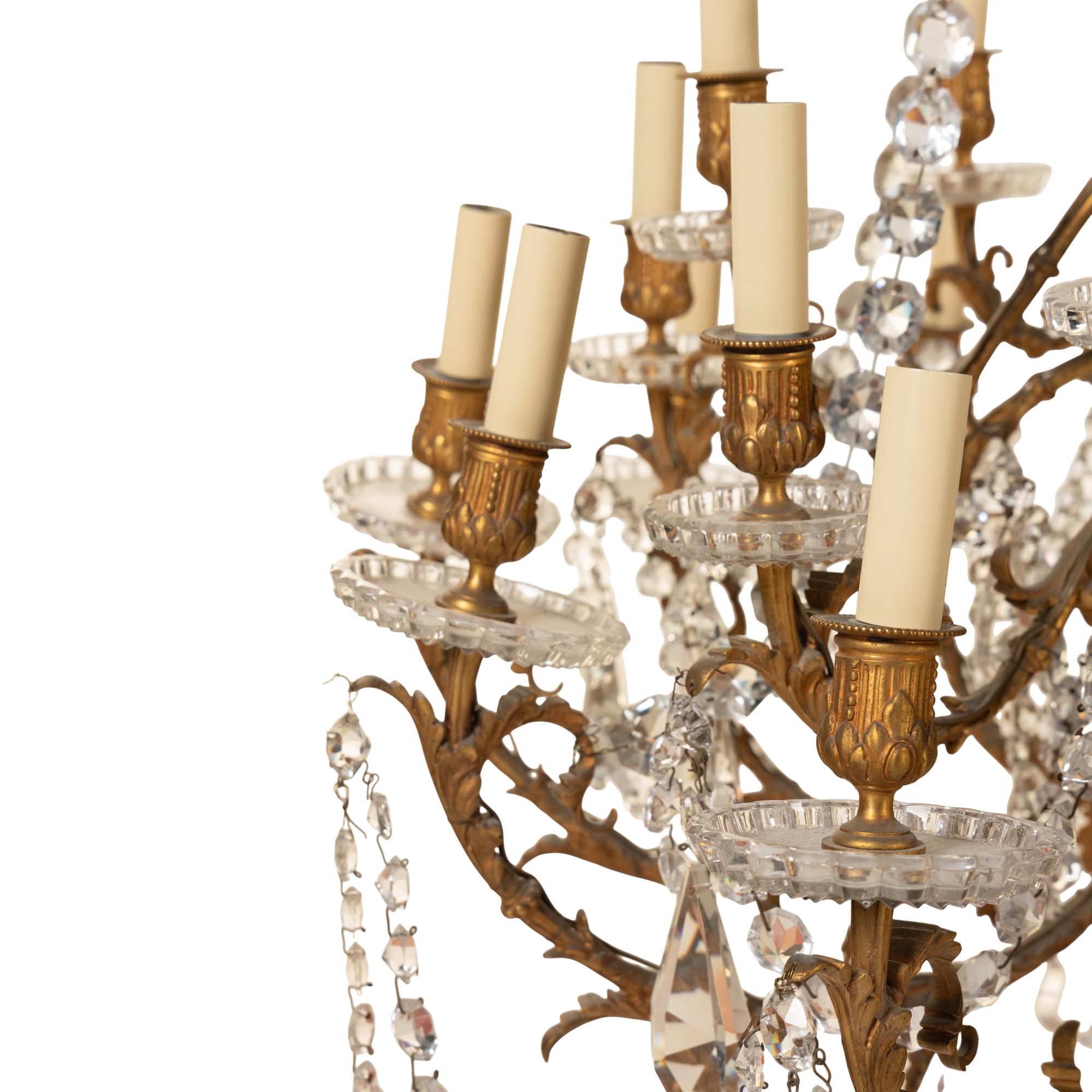 A Continental Gilt Bronze and Cut Glass Chandelier