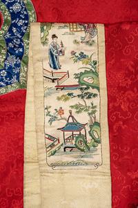 A Red Ground Embroidered Silk Lady's Jacket and Pants