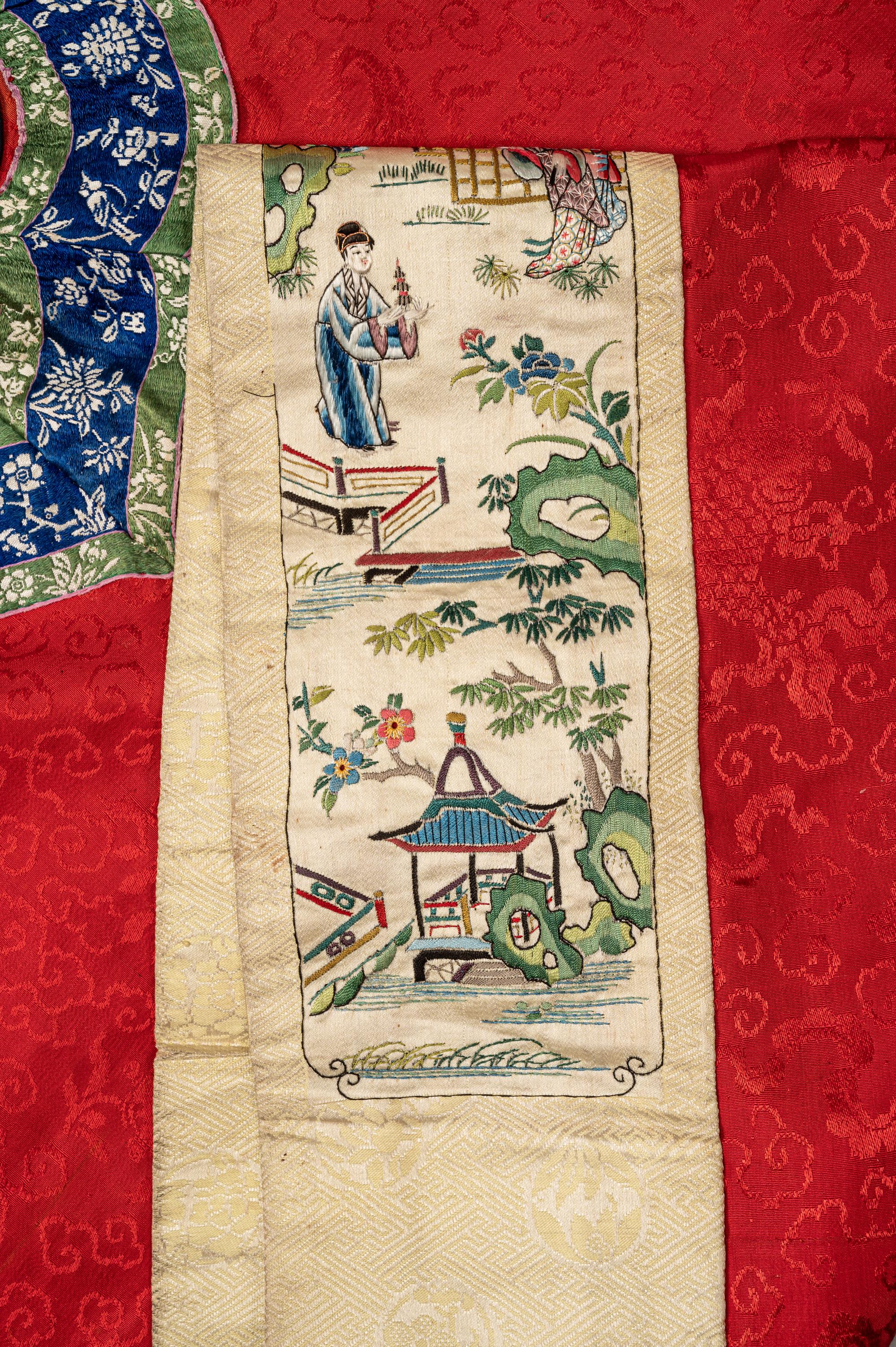 A Red Ground Embroidered Silk Lady's Jacket and Pants