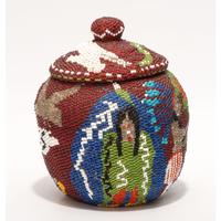 Paiute Pictorial Beaded Basket