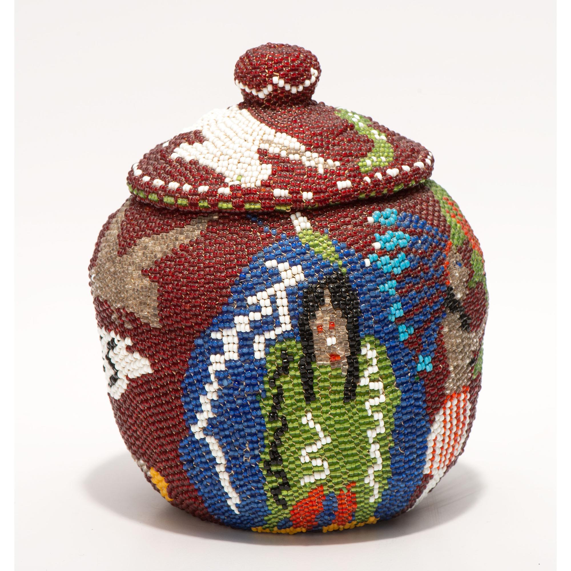 Paiute Pictorial Beaded Basket