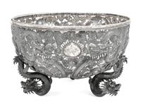 A Chinese Export Silver Punch Bowl