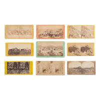 [Western Americana] Group of 9 Stereoviews of Mining, City, and Landscape scenes, incl. Views of T.C. Roche.