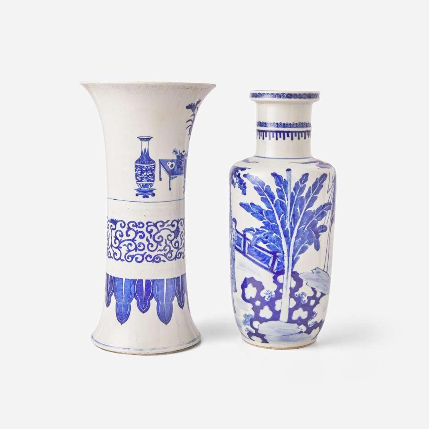 Two Chinese blue and white decorated porcelain vases 青花瓷瓶兩件 Probably Guangxu period ???