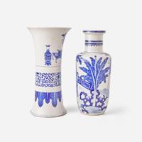 Two Chinese blue and white decorated porcelain vases 青花瓷瓶兩件 Probably Guangxu period ???