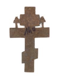 Three Russian Enamel Decorated Bronze Crosses