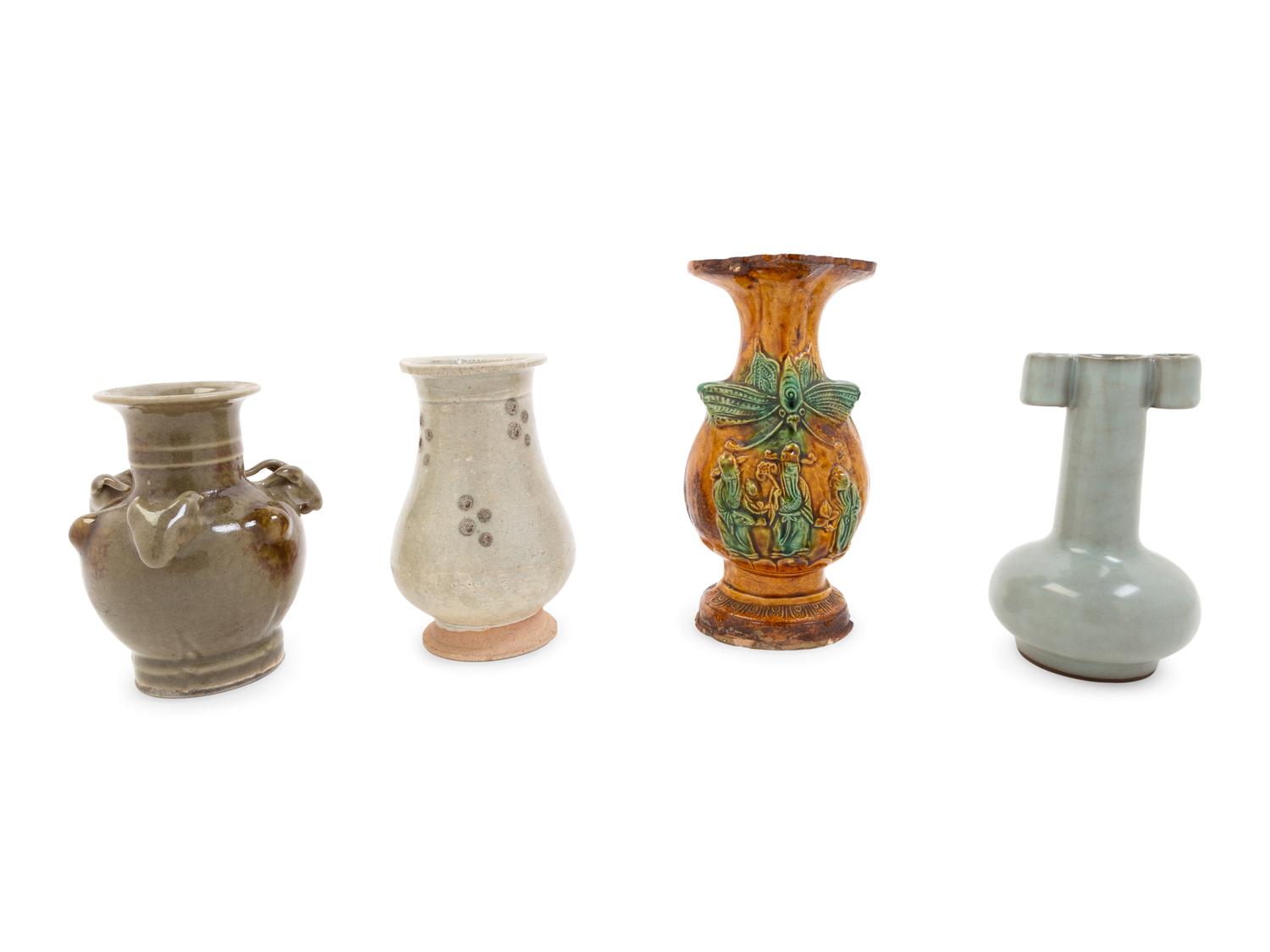 Four Chinese Stoneware and Porcelain Vases
