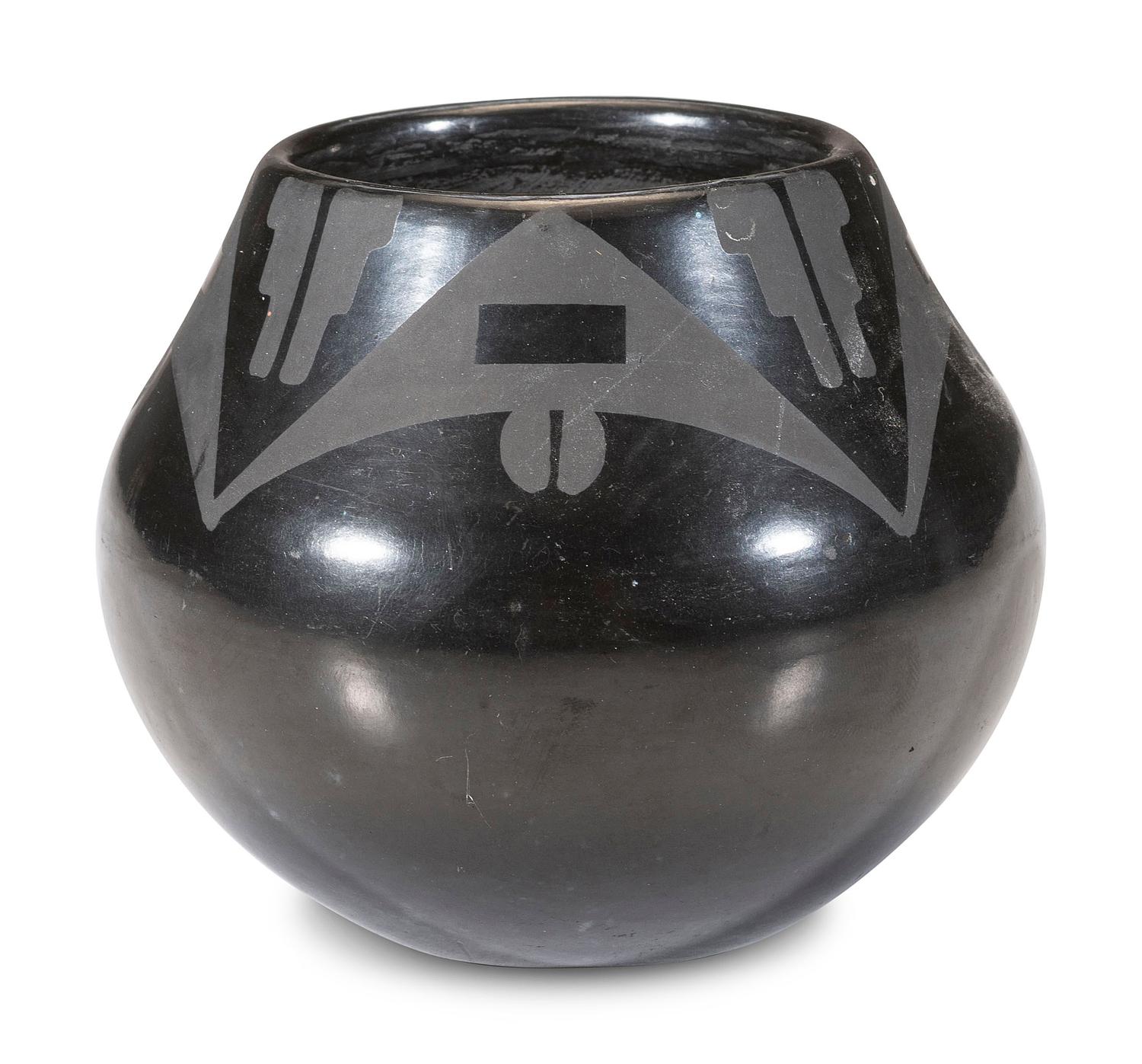 Blackware Pottery Jar, with Gunmetal Finish,1956-1965