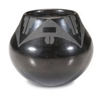 Blackware Pottery Jar, with Gunmetal Finish,1956-1965