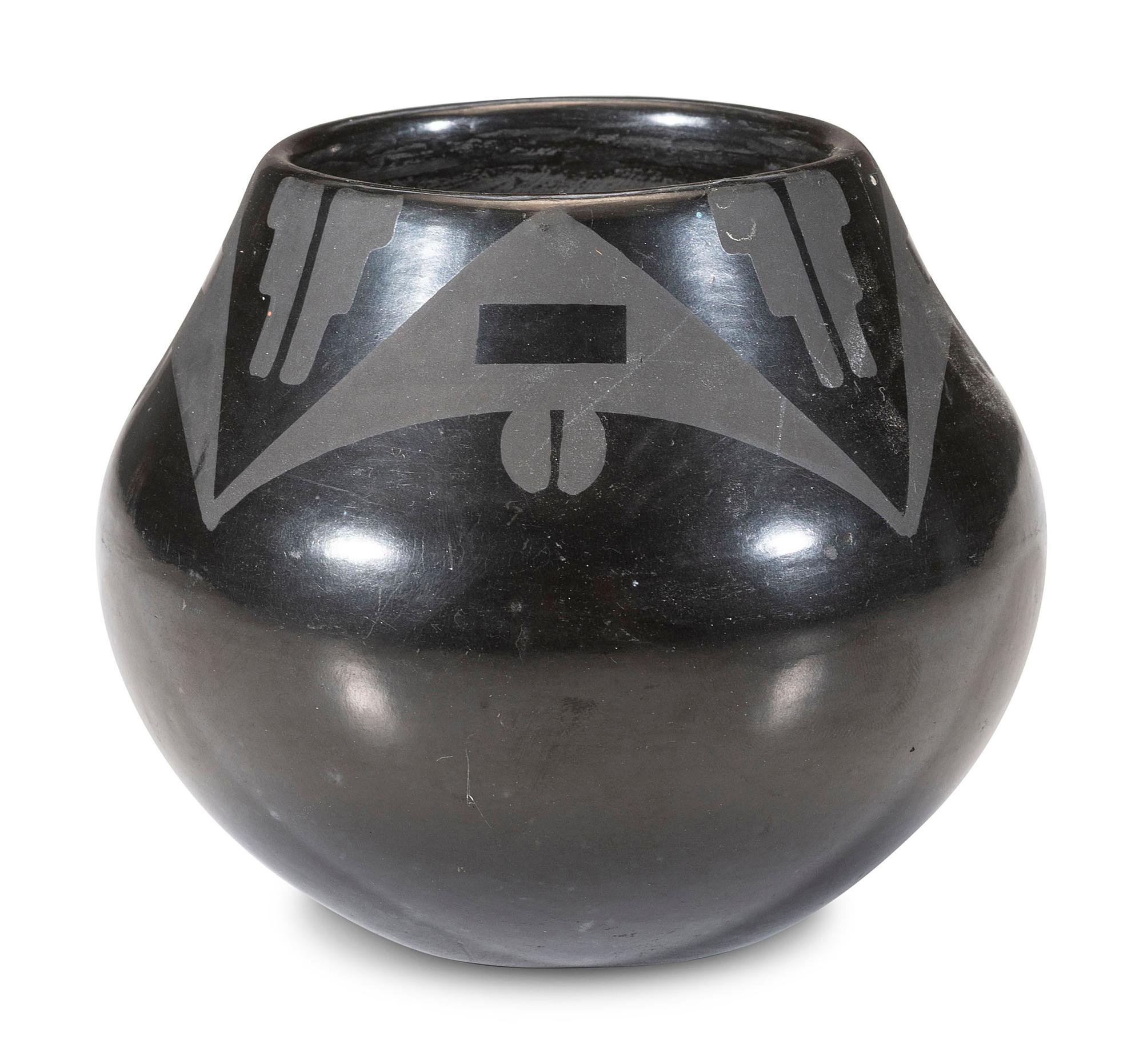 Blackware Pottery Jar, with Gunmetal Finish,1956-1965