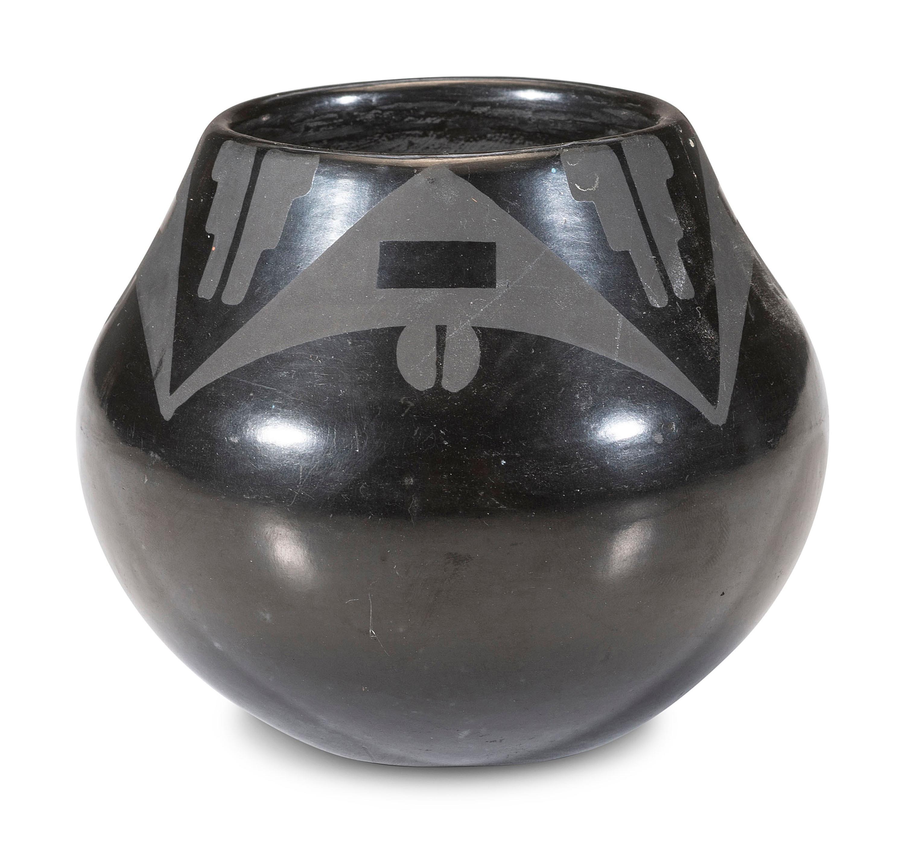 Blackware Pottery Jar, with Gunmetal Finish,1956-1965