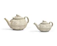 Two Wedgwood Smear-Glazed Stoneware Teapots