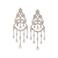 PENNY PREVILLE, DIAMOND AND CULTURED PEARL EARRINGS