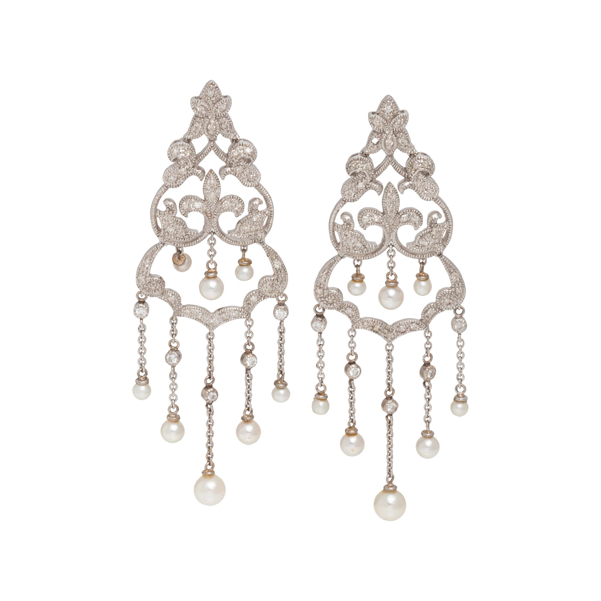 PENNY PREVILLE, DIAMOND AND CULTURED PEARL EARRINGS