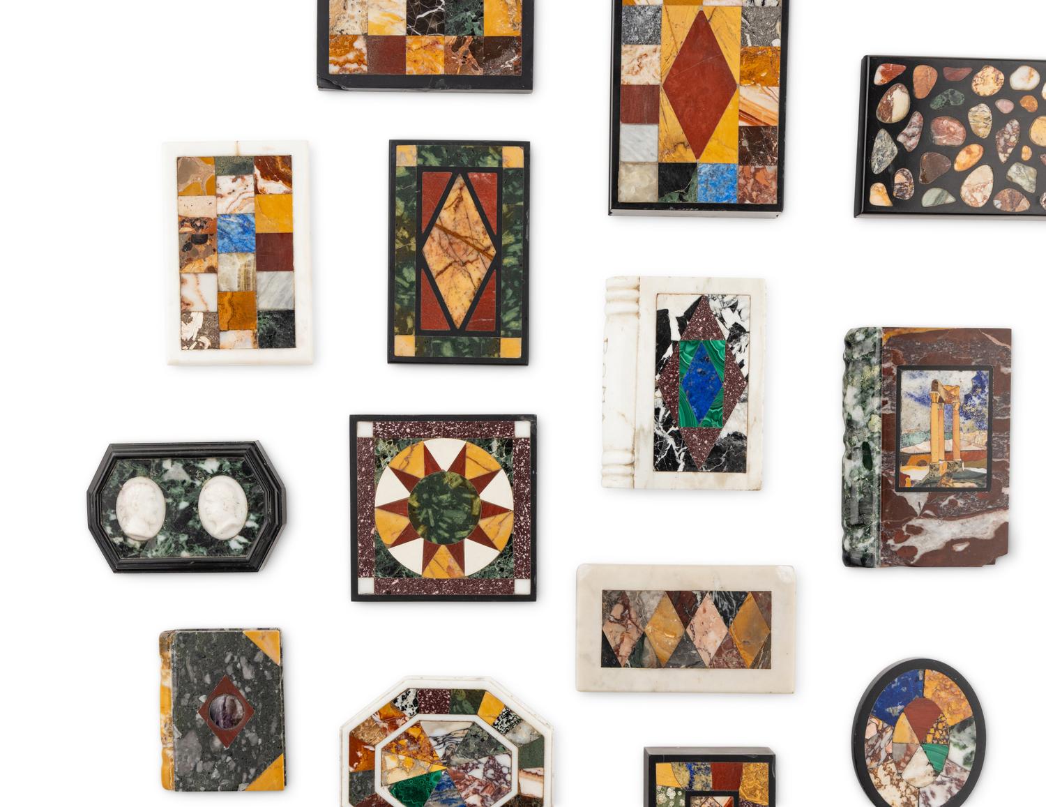 A Collection of Sixteen Italian Pietra Dura Paperweights