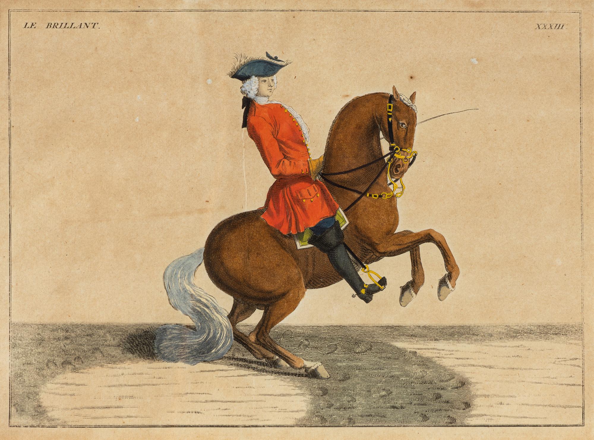 A Set of Four French Hand-Colored Engravings
